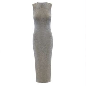 Anthropologie Grey Knit Maxi Bodycon Dress